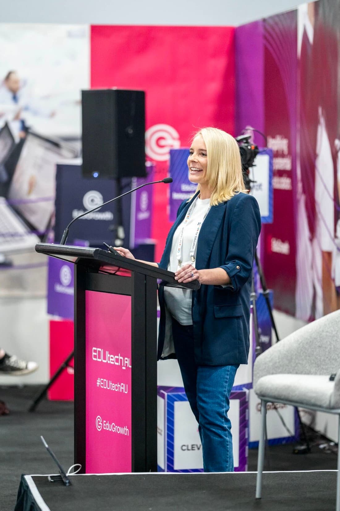 Aimee on the EDUtech.AU keynote stage